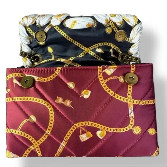 Kurt Geiger 🪢 NWT ❗️RARE Quilted Kensington with Scarf in Reversed Blue and Red - Picture 7 of 11